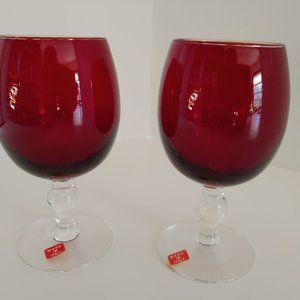 Ruby Red Wine Glasses Made in Italy, set of 2